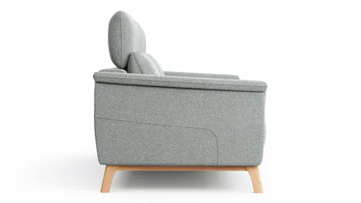 Sofa Nevin - 3-Sitzer inkl. Kopfpolsterverstellung, Stoff, Silbergrau