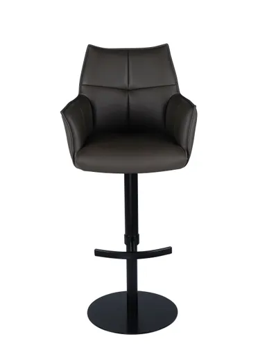 Barhocker MELE - drehbar, höhenverstellbar, Leder, Dunkelbraun