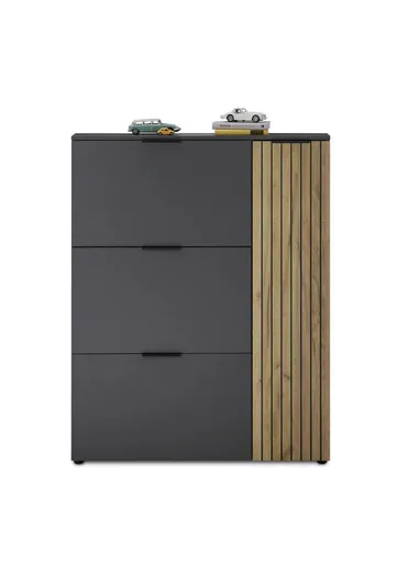 Schuhschrank GIBISA - B ca. 101 cm, Graphit, Navarra Eiche Nachbildung