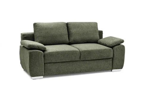 Schlafsofa EMIEL - 2-Sitzer inkl. Schlaffunktion und Bettkasten, Stoff, Graugrün