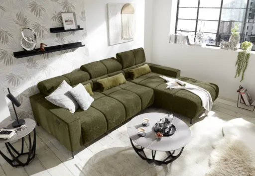 Beistelltisch - Ø/H ca. 50x50 cm, Hellgrau marmoriert, Schwarz