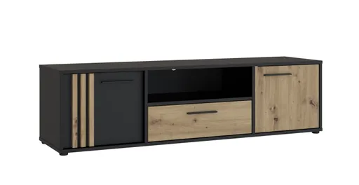 TV-Board- Schwarz, Eiche Dekor