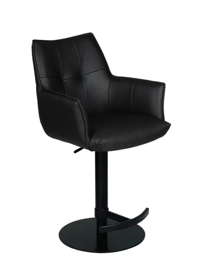 Barhocker MAKANA - drehbar, höhenverstellbar, Stoff, Schwarz