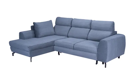 Ecksofa - Ecke links, 2-Sitzer inkl. Schlaffunktion mit Bettkasten, Stoff, Grau