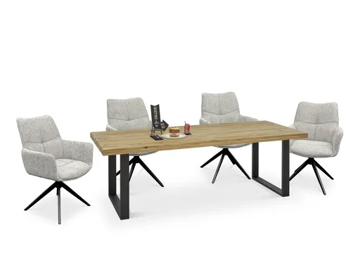 Armlehnstuhl MILENA - drehbar, Stoff, Silberfarben