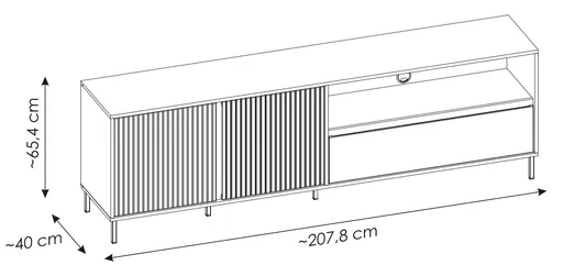 TV-Lowboard - B ca. 208 cm, Kaschmir
