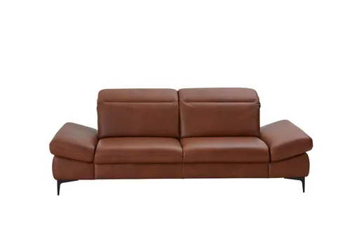 Sofa Alegria - 2,5-Sitzer inkl. Armlehne klappbar, Leder, Cognac