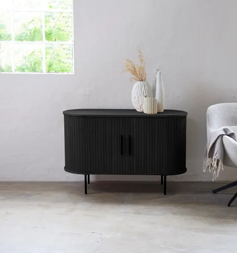 Sideboard - B ca. 120 cm, Eiche Furnier, Schwarz