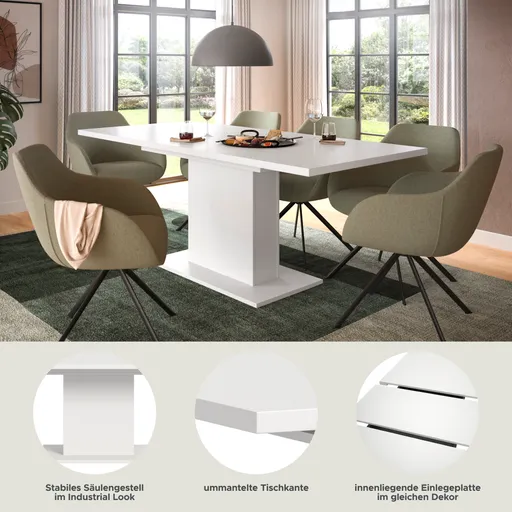 Esstisch - ausziehbar, LB ca. 150x90 cm, Weiß