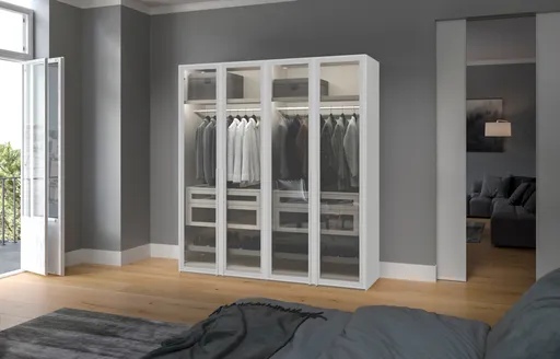 Drehtürenschrank JOIN IT- B ca. 202 cm, Weiss, Glas