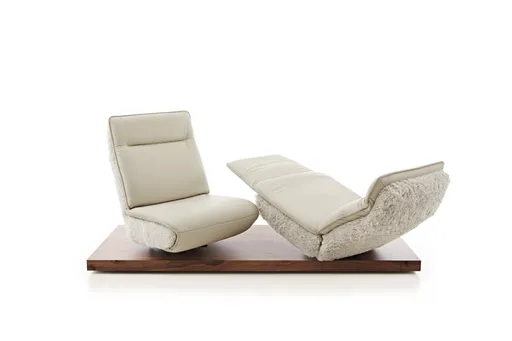 Sofa - 2-Sitzer, Relaxfunktion motorisch, Leder/Stoff Perlmutt