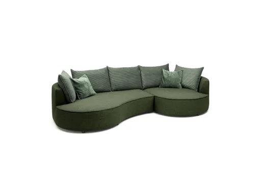 Ecksofa - 2-Sitzer, Ecke rechts, Stoff, Grün