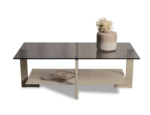 Couchtisch - LB ca. 100x60 cm, Bronze, Cremeweiß