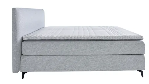 Boxspringbett Delia - Liegefläche ca. 180x200 cm, Stoff, Ecru