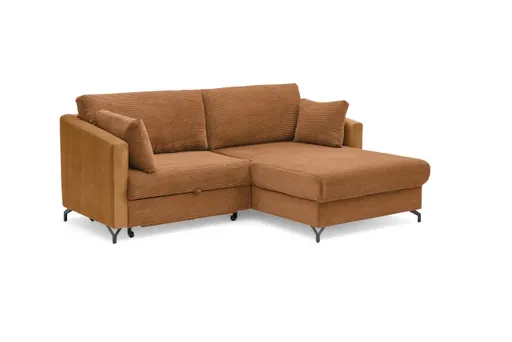 Ecksofa - 1,5-Sitzer, Ecke rechts inkl. Schlaffunktion und Bettkasten, Stoff, Kupfer