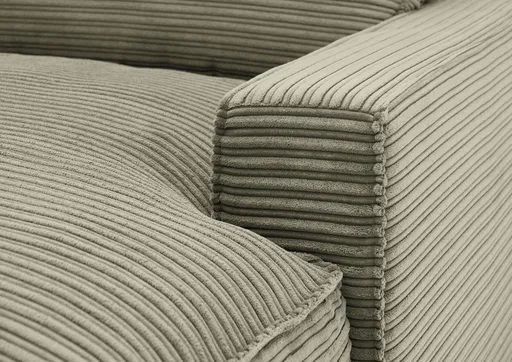 Ecksofa - Ecke links mit 2-Sitzer, Cord, Steingrau