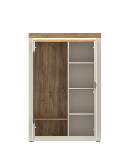 Vitrine - mit Beleuchtung, B ca. 104 cm, Kaschmir, Stone Eiche Nachbildung