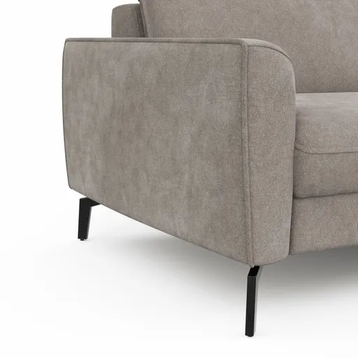 Ecksofa Avela - 2,5-Sitzer mit Longchair rechts inkl. Kopfteile verstellbar, Stoff, Bisquit