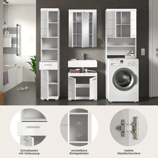 Badblock - 4-teilig, Weiß, Weiß Hochglanz