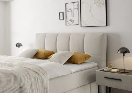 Boxspringbett - Liegefläche ca. 180x200 cm, Stoff, Grau