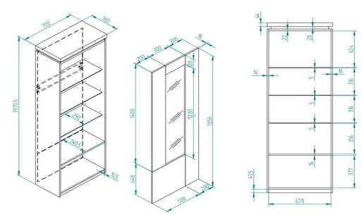 Wohnwand - mit Beleuchtung und Fernbedienung, Salbeigrün, Eiche Evoke Nachbildung