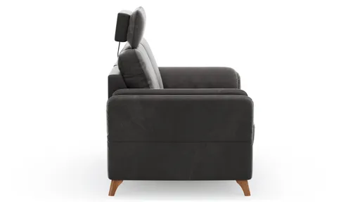 Sofa Vayra - 2-Sitzer, inkl. Relaxfunktion (motorisch) und Kopfstütze verstellbar (manuell), Stoff, Anthrazit