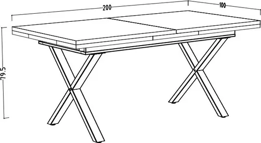 Esstisch - ausziehbar, LB ca. 200x100 cm, Viking Eiche, Schwarz