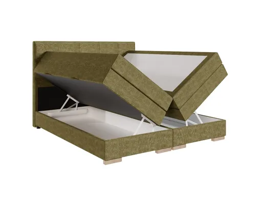 Boxspringbett SANDRIN I- Liegefläche ca. 200x200 cm, Stoff, Grün,  inkl. Stauraum