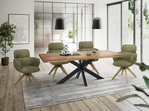 Armlehnstuhl MANJA - drehbar, Stoff, Braun