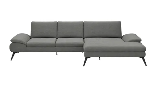 Ecksofa Collina - 2,5-Sitzer, Longchair rechts, Stoff, Dunkelgrau