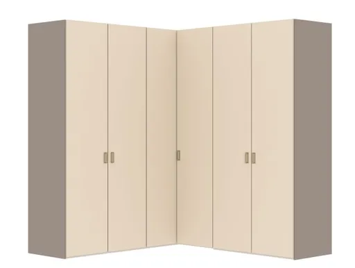 Eckschrank JOIN IT- B ca. 203 cm,  Nougat, Glas, Creme