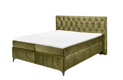 Boxspringbett - Liegefläche ca. 180x200 cm, Stoff Olive