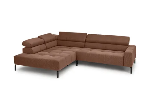 Ecksofa COLLEEN - Ecke links und 2-Sitzer, Sitzvorzug motorisch, Feincord, Rost