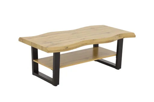Couchtisch - LB ca. 110x60 cm, Wildeiche Nachbildung, Schwarz, Baumkante