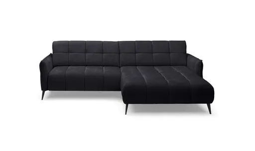 Ecksofa WALI MINI - 2-Sitzer, Ecke rechts inkl. Relaxfunktion, Stoff, Schwarz