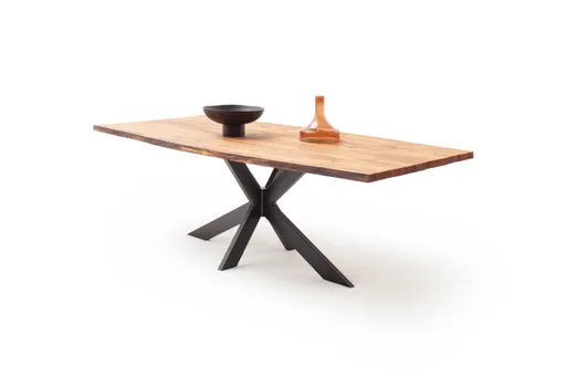 Esstisch Duna - LB ca. 260x100 cm, Wildeiche Massiv, Geölt, Sternengestell