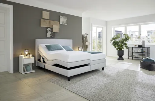 Boxspringbett - Liegefläche ca. 180x200cm, Stoff, Grau