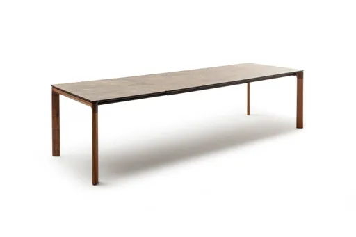 Esstisch 3400 - LB ca. 220x100 cm, ausziehbar, Keramik schwarz, Nussbaum