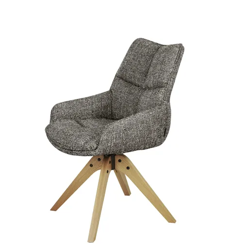 Armlehnstuhl MATTEA - drehbar, Stoff, Braun