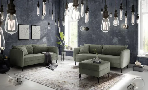 Sofa JERINA - 2,5-Sitzer, Stoff, Grün