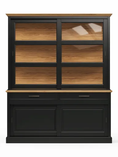 Buffetschrank Louisiana - mit Schiebetüren, teilmassiv, Schwarzgrau