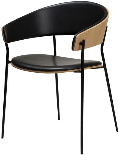Stuhl - Furnierholz, Kunstleder, Eiche, Schwarz