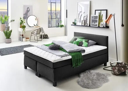 Boxspringbett- Liegefläche ca. 180x200 cm, Stoff, Grau