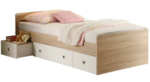 Kojenbett- Ligefläche ca. 90x200 cm, Eiche Dekor, Weiß