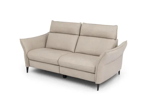 Sofa - 2,5-Sitzer, Kopfteil verstellbar, Leder, Creme