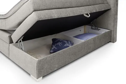 Boxspringbett JEANETTE- Liegefläche ca. 140x200 cm, Stoff, Grau