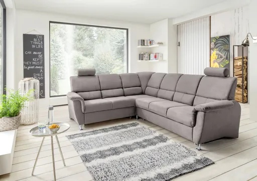 Ecksofa - Schlaffunktion mit Bettkasten, 2-Sitzer, Ecke rechts, Dunkelgrau, Microfaser