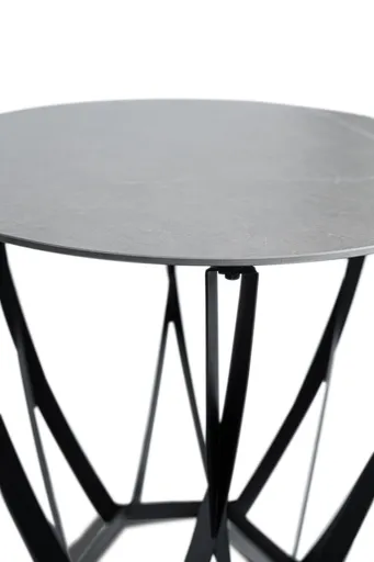 Beistelltisch - Ø/H ca. 50x50 cm, Hellgrau marmoriert, Schwarz