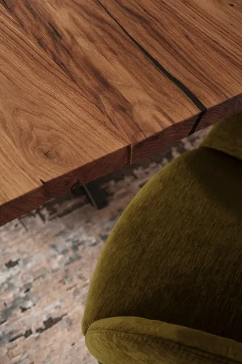 Esstisch Duna - LB ca. 260x100 cm, Wildeiche Massiv, Geölt, Sternengestell