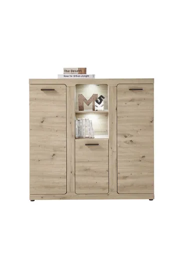 Highboard - mit Beleuchtung, Eiche Dekor